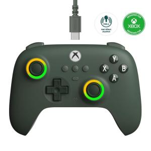 image8Bitdo Ultimate C Wired Controller for Xbox with Hall Effect Joysticks and Triggers RGB Lighting Fire Ring Compatible with Xbox Series XS Xbox One Windows 1011 Officially Licensed OrangeDark Green
